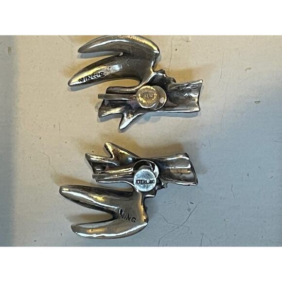 RARE MINGS Sterling Silver Abstract Screw Back Earrings | Signed Honolulu - Picture 3 of 3